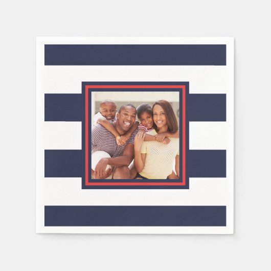 Rood, Wit, en Blauw Patroon van de Stripe met Foto Servet (Voorkant)