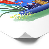 Rood wit en blauw Pet Huis Art Print (Hoek)