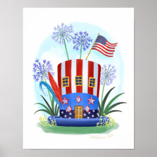 Rood wit en blauw Pet Huis Art Print