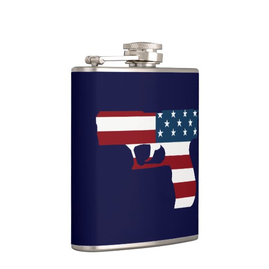 Rood wit en blauw Pistolen kolf Heupfles (Rechts)