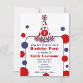 Rood wit en blauw pokdot Birthday Party Pet Kaart (Voorkant)