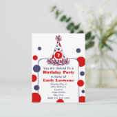Rood wit en blauw pokdot Birthday Party Pet Kaart (Staand voorkant)