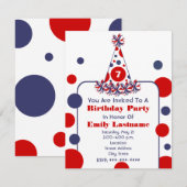 Rood wit en blauw pokdot Birthday Party Pet Kaart (Voorkant / Achterkant)