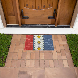 Rood, Wit en Blauw - Polka Dots, Strepen, Sterren Deurmat