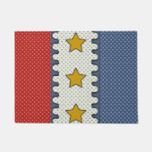 Rood, Wit en Blauw - Polka Dots, Strepen, Sterren Deurmat (Voorkant)