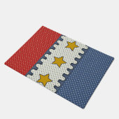 Rood, Wit en Blauw - Polka Dots, Strepen, Sterren Deurmat (Schuin)