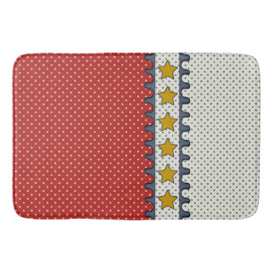 Rood, Wit en Blauw - Polka Dots, Stripes, Mosterd Badmat