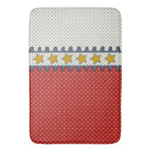 Rood, Wit en Blauw - Polka Dots, Stripes, Mosterd Badmat (Voorkant Verticaal)