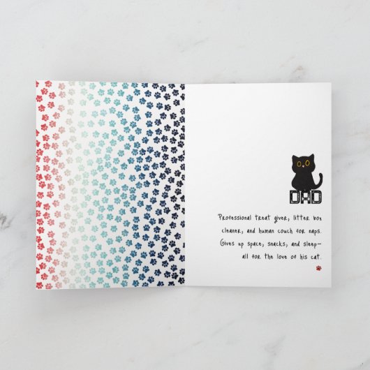 Rood Wit en Blauw Pootjes Grappig Zwart Kat Papa Kaart (Binnen)