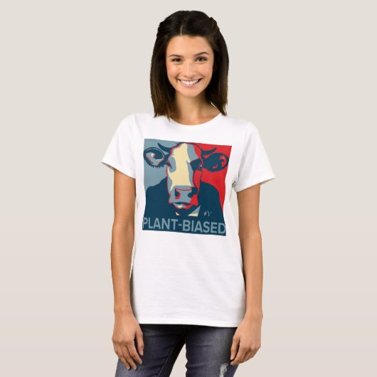 Rood Wit en Blauw Pop Art Geïnspireerd Koe Tshirt (Voorkant volledig)