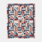 Rood, wit en blauw, Quilt-Kijk, knelpen Fleece Deken (Voorkant)