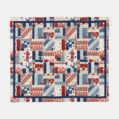 Rood, wit en blauw, Quilt-Kijk, knelpen Fleece Deken (Voorkant (Horizontaal))