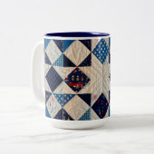 Rood, wit en blauw, Quilted Coffee Mok (Voorkant links)
