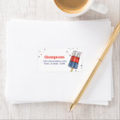 Rood wit en blauw retouradres Schattige Etiket (Insitu)