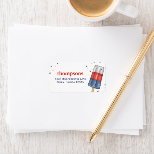 Rood wit en blauw retouradres Schattige Etiket (Insitu)