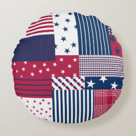 Rood, wit en blauw rond kussen