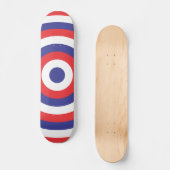 Rood wit en blauw rond skateboard (Voorkant)