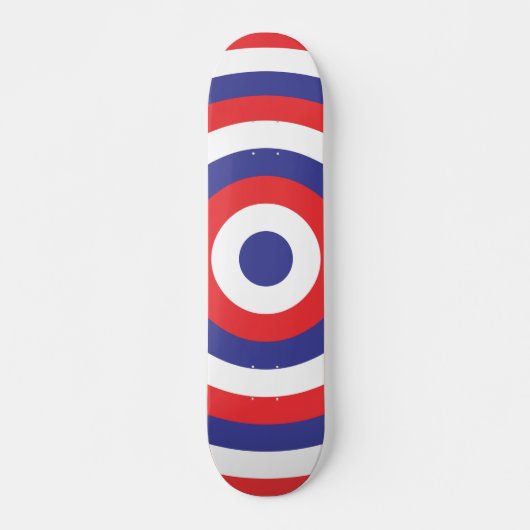 Rood wit en blauw rond skateboard (Voorkant)