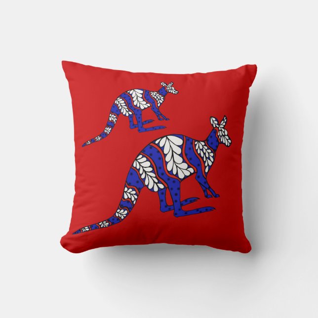 Rood wit en blauw Roo Kussen (Voorkant)