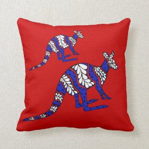 Rood wit en blauw Roo Kussen