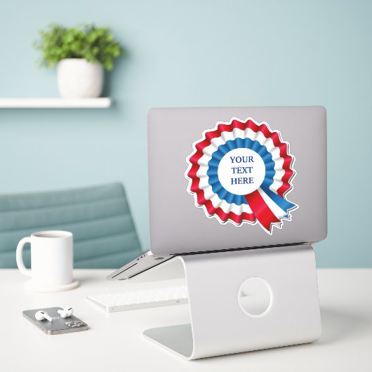 Rood wit en blauw Rosette Contour Sticker (Laptop op bureau)