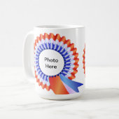 Rood, wit en blauw Rosette Foto Mok (Voorkant links)