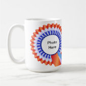 Rood, wit en blauw Rosette Foto Mok (Links)