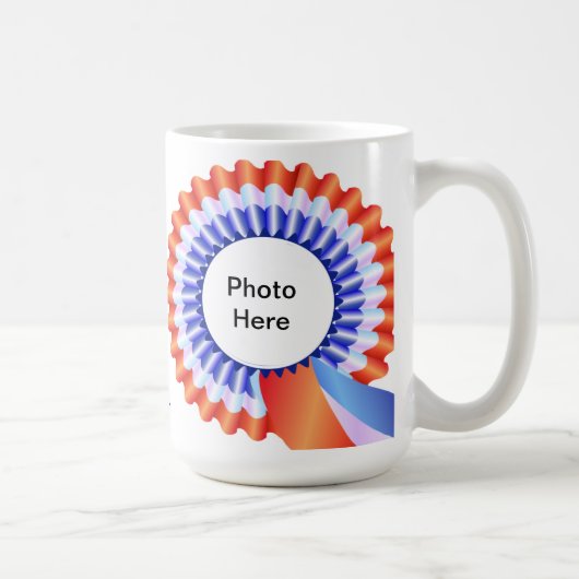 Rood, wit en blauw Rosette Foto Mok (Rechts)