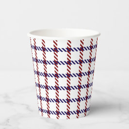Rood, Wit, en Blauw Rustieke Boerderij Plaid Papie Papieren Bekers