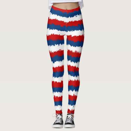 Rood, wit en blauw schaafje leggings (Voorkant)