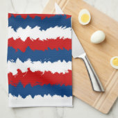 Rood, wit en blauw schaafje theedoek (Quarter Fold)