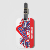 Rood, wit en blauw schaakbord Megaphone Bagagelabel (Voorkant (verticaal))