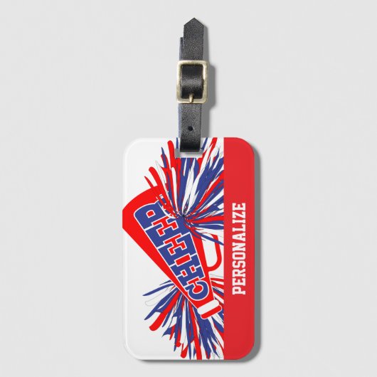 Rood, wit en blauw schaakbord Megaphone Bagagelabel (Voorkant (verticaal))
