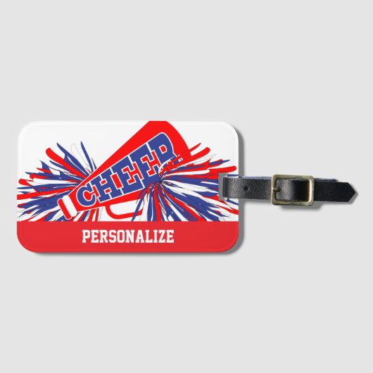 Rood, wit en blauw schaakbord Megaphone Bagagelabel (Voorkant (horizontaal))