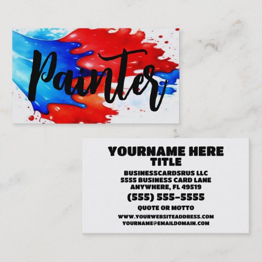 Rood Wit en Blauw Schilder Visitekaartje (Voorkant / Achterkant)