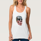 Rood Wit en Blauw schilderen realistische schedel  Tanktop (Voorkant)