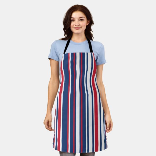 Rood, wit en blauw Schort (Gedragen)