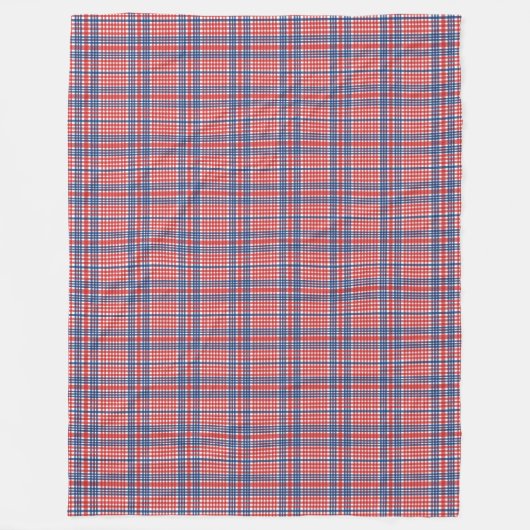 Rood Wit en Blauw Schotsgeruite Fleece Deken (Voorkant)