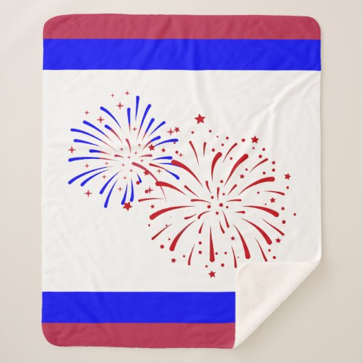 Rood, wit en blauw sherpa deken (Voorkant)