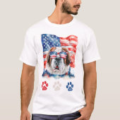 Rood Wit en Blauw Sint Bernard Hond 4 juli T-shirt (Voorkant)