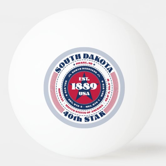 Rood, wit en blauw South Dakota Circle Pingpongbal (Voorkant)