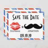 Rood wit en blauw  sparen de Datum Aankondigingskaart (Voorkant / Achterkant)