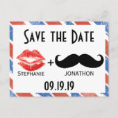 Rood wit en blauw  sparen de Datum Aankondigingskaart (Voorkant)