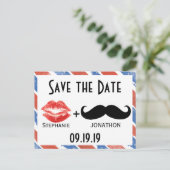 Rood wit en blauw  sparen de Datum Aankondigingskaart (Staand voorkant)