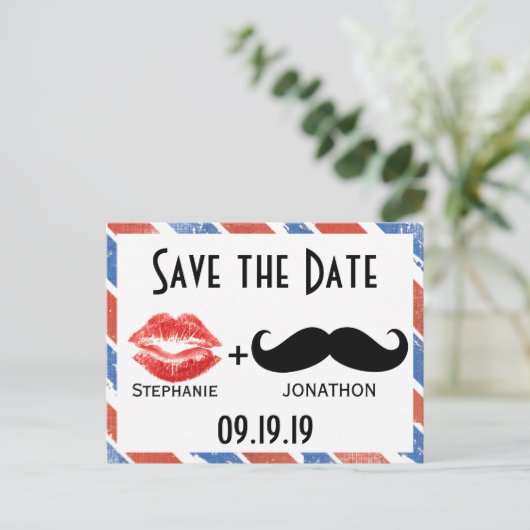 Rood wit en blauw  sparen de Datum Aankondigingskaart (Staand voorkant)