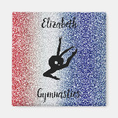 Rood Wit en Blauw Sparkle Gymnastiek Gepersonalise Magneet (Voorkant)