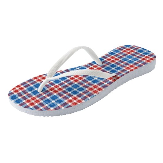 Rood wit en blauw speldenstang teenslippers (Schuin)