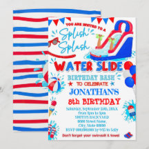 Rood Wit en Blauw Splish Splash Glijbaan Verjaarda