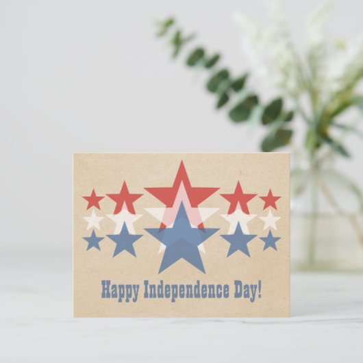 Rood, wit en blauw Star Cascade, 4 juli Briefkaart (Staand voorkant)