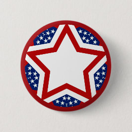 Rood wit en blauw Star-ontwerp om tekst toe te voe Ronde Button 5,7 Cm